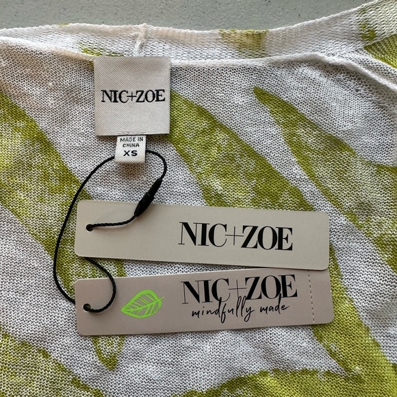 NIC+ZOE Green and White Meadow Mix 4 way Cardigan Sweater XS - Picture 3 of 9